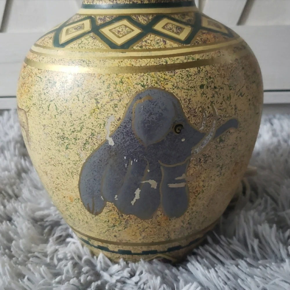 1999 Elephant Ceramic Table Lamp & Shade